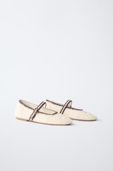 BALLERINES EN CROCHET - Blanc écru de Zara - Image 1