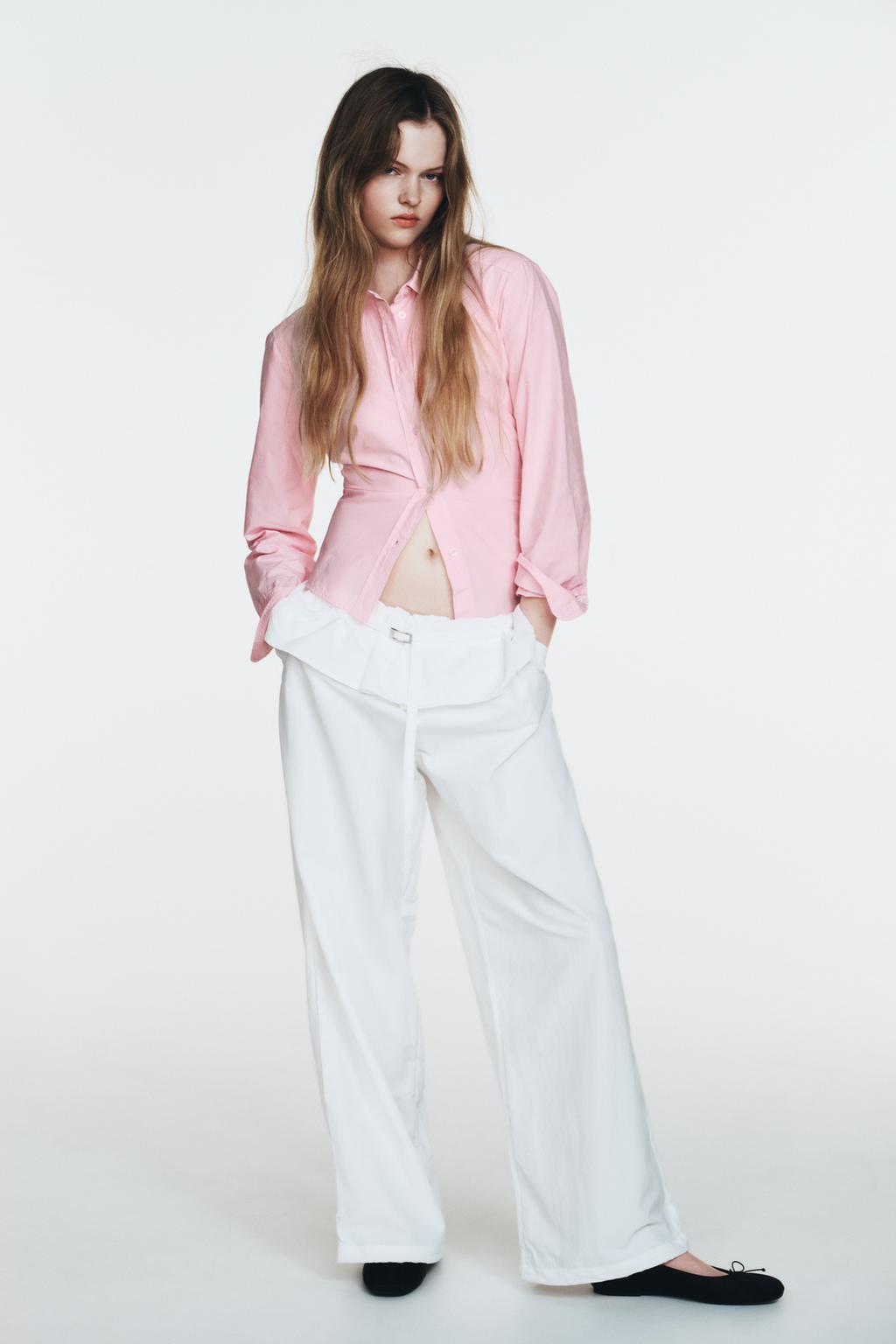 OVERLAPPING WAIST NYLON PANTS