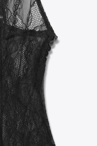 LACE BODYSUIT WITH BUTTONS - Black by Zara - Image 8