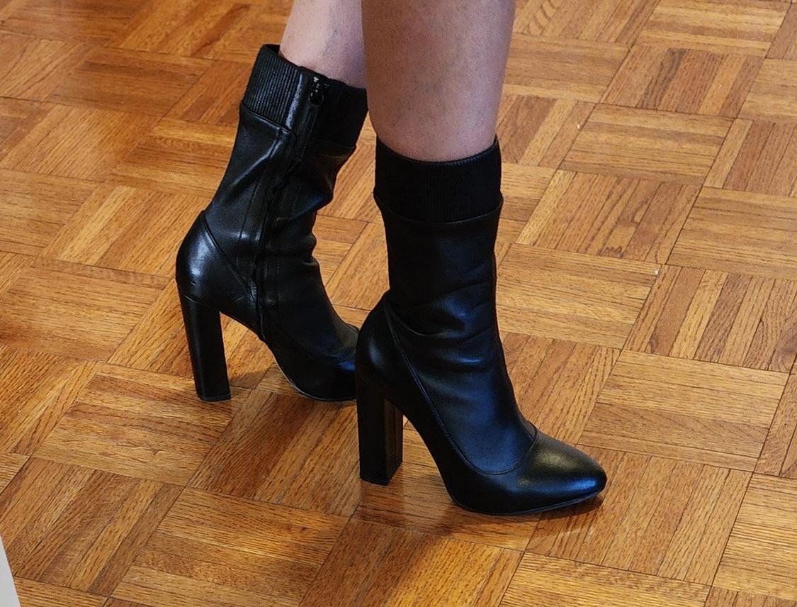 BLACK SOCKS ANKLE HIGH HEEL BOOTS - Image 9
