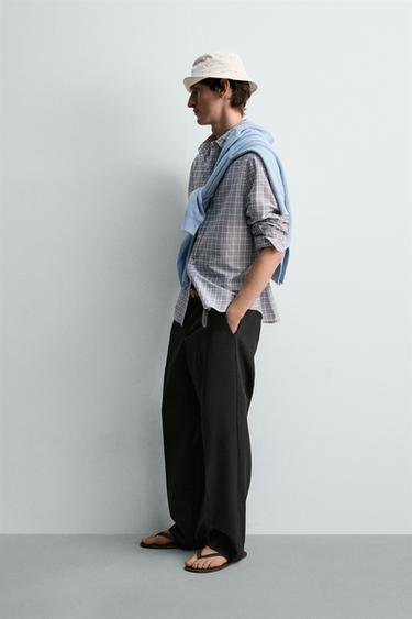 CHEMISE RELAXED FIT À CARREAUX - Bleu ciel de Zara - Image 3