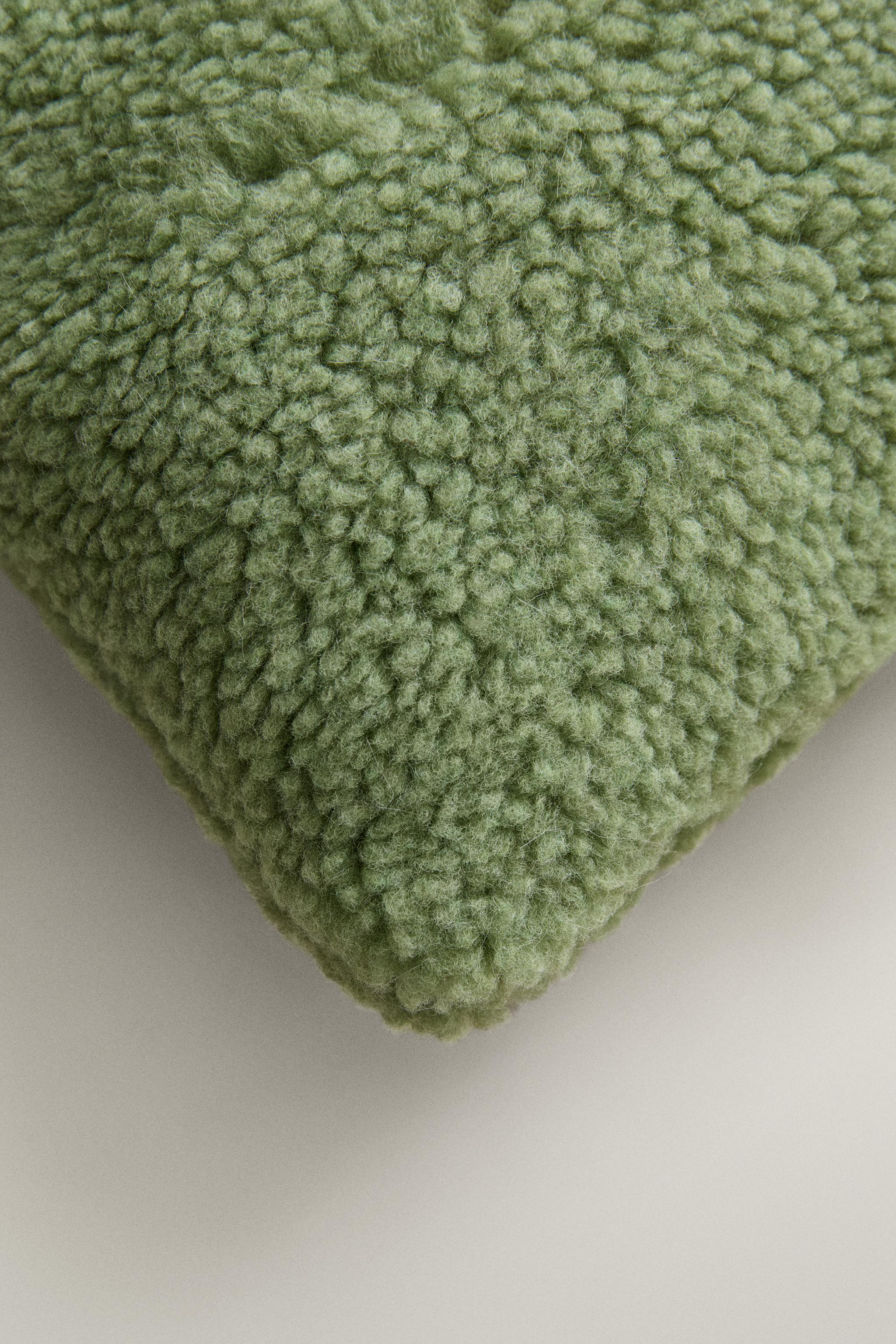 CHILDREN'S FAUX SHEARLING CUSHION WITH C — Light green