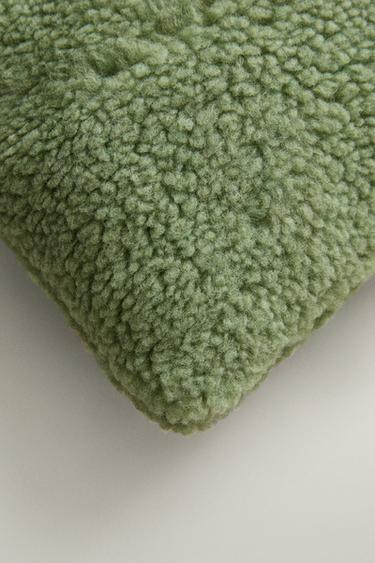 CHILDREN'S FAUX SHEARLING CUSHION WITH C — Light green 2