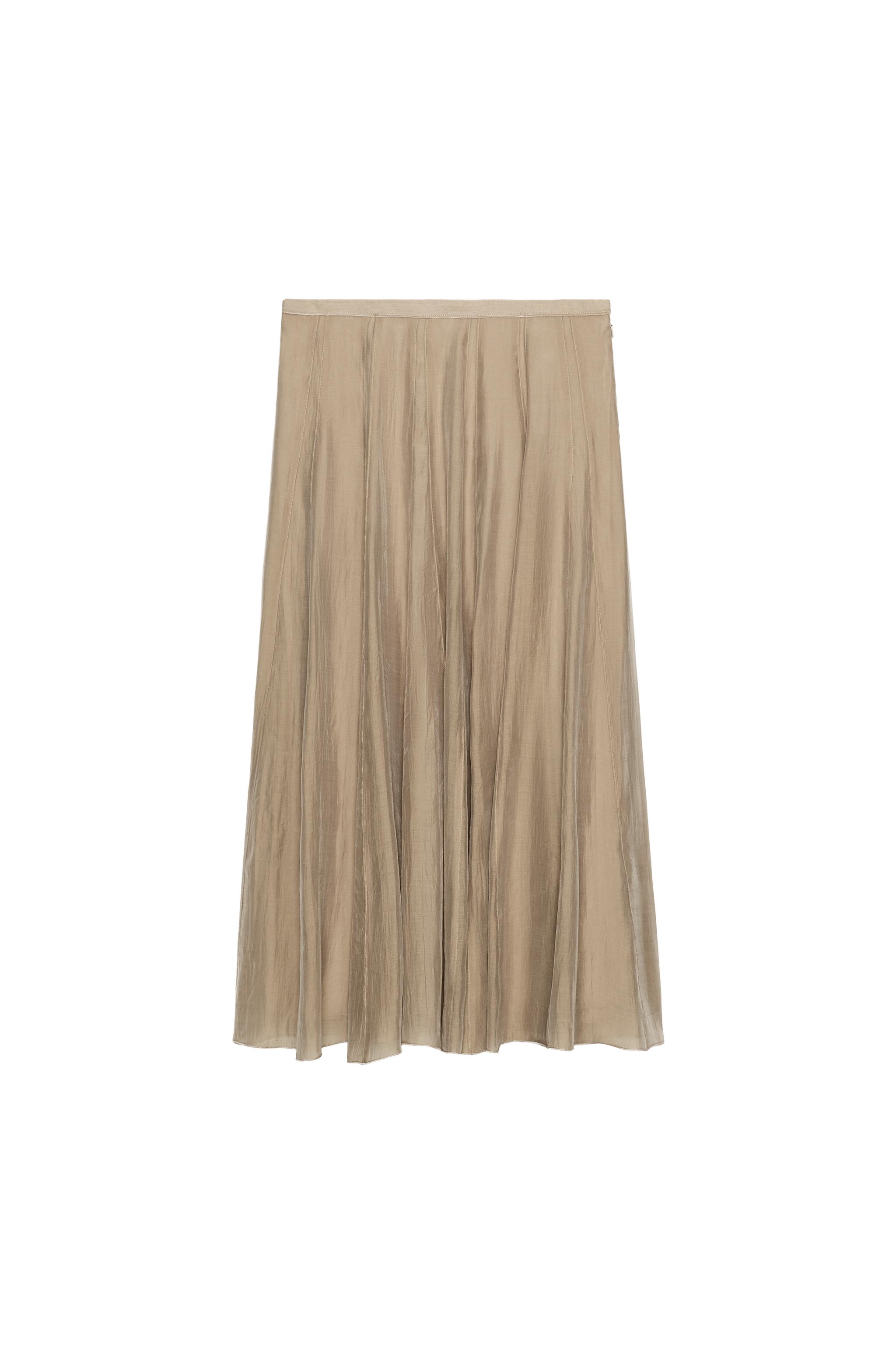 ZW COLLECTION コントラストフルイドスカート - オフホワイト | ZARA