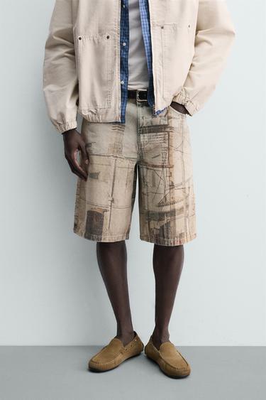 ABSTRACT PRINT BAGGY FIT BERMUDA SHORTS - Multicoloured by Zara - Image 1