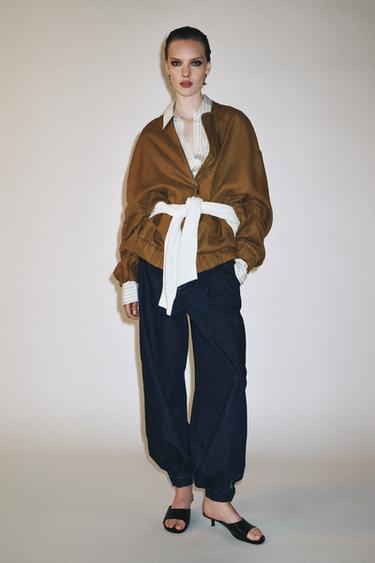 Zara ZW COLLECTION OVERSIZED LINEN JACKET - Mustard - Image 0