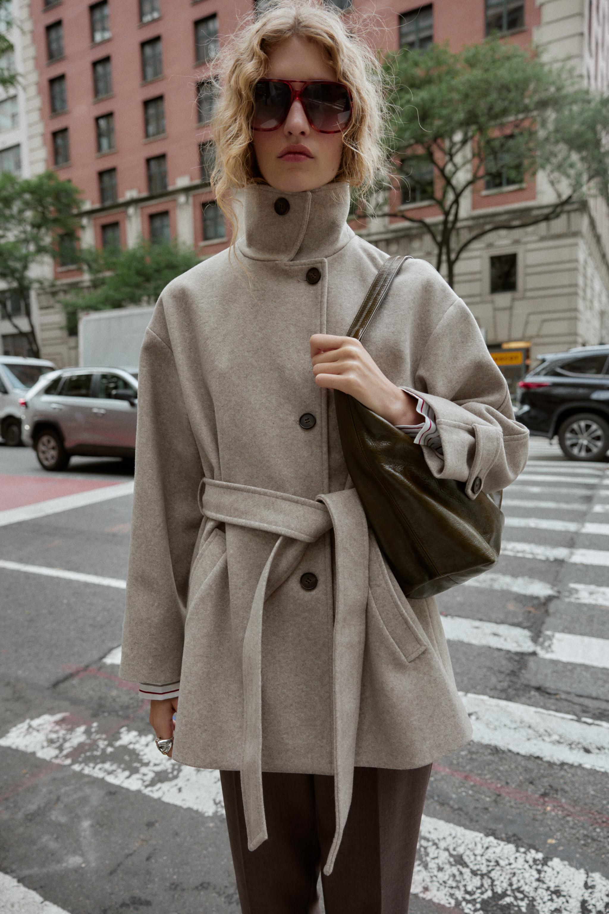 美品⭐︎ZARA ロングラインベルト付きウールブレンドコート　S ZARA WOMAN COLLECTION LIMITED EDITION ウール ベルト付き