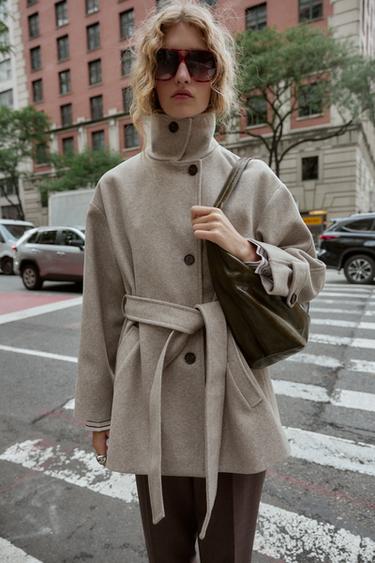 SOFT DOUBLE-POSITION COLLAR COAT - Beige by Zara