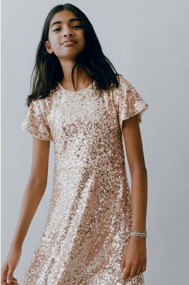 SEQUINNED DRESS - Golden by Zara