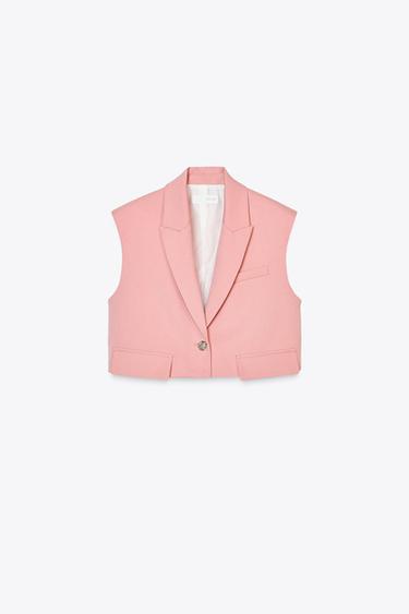 CHALECO CORTO TAPETAS - Rosa empolvado de Zara - Imagen 0