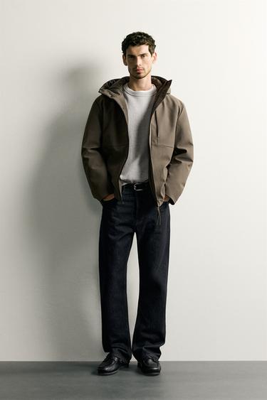 WATER-REPELLENT HOODED TECHNICAL JACKET - Khaki by Zara