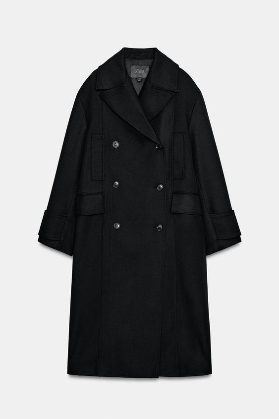 ZW COLLECTION 100% WOOL COAT - Black by Zara - Image 4