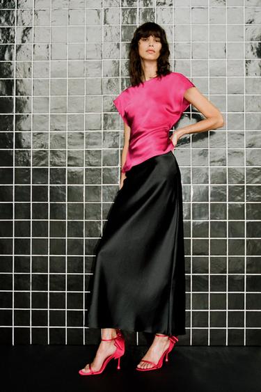 SATIN HIGH-HEEL SANDALS WITH BOW - Red by Zara - Image 0