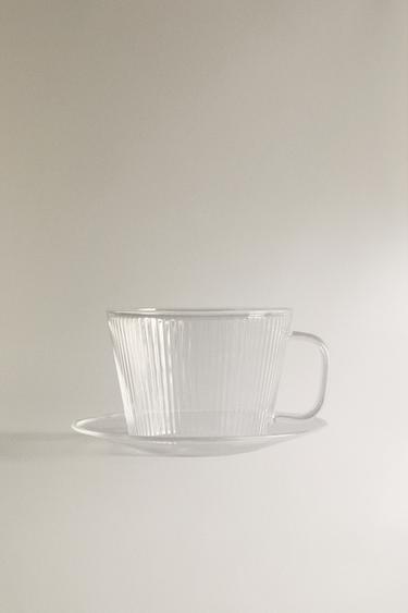 BOROSILICATE GLASS TEACUP AND SAUCER - Transparent by Zara