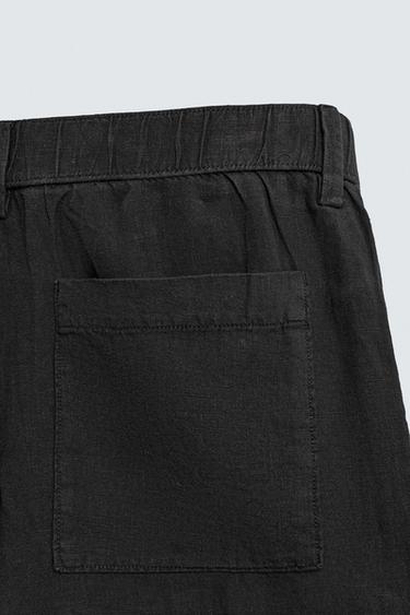 100% LINEN RELAXED FIT BERMUDA SHORTS - Black by Zara - Image 8