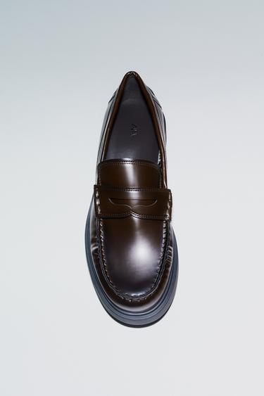 Zara SADDLE LOAFERS - Burgundy Red