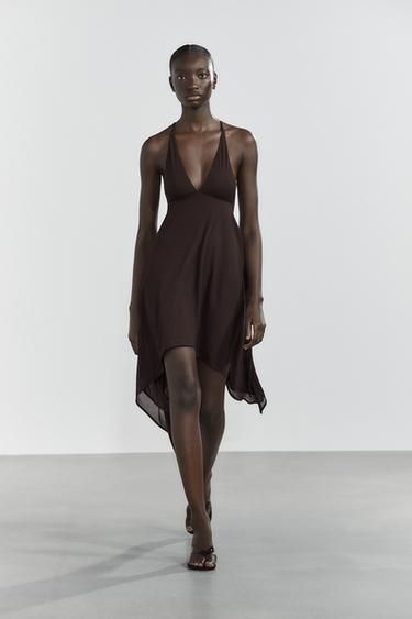 ASYMMETRIC TULLE DRESS - Chocolate by Zara - Image 0
