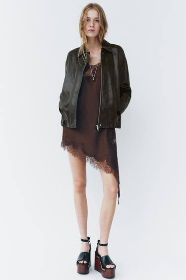 LEATHER WEDGE SANDALS WITH STUDS - Black by Zara - Image 0