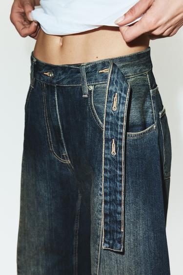 TRF OVERSIZE MID-WAIST JEANS - Navy blue by Zara - Image 1