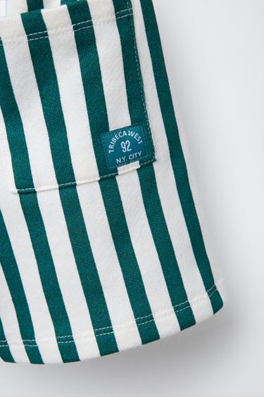 STRIPED PLUSH JERSEY BERMUDA SHORTS - Green by Zara - Image 3
