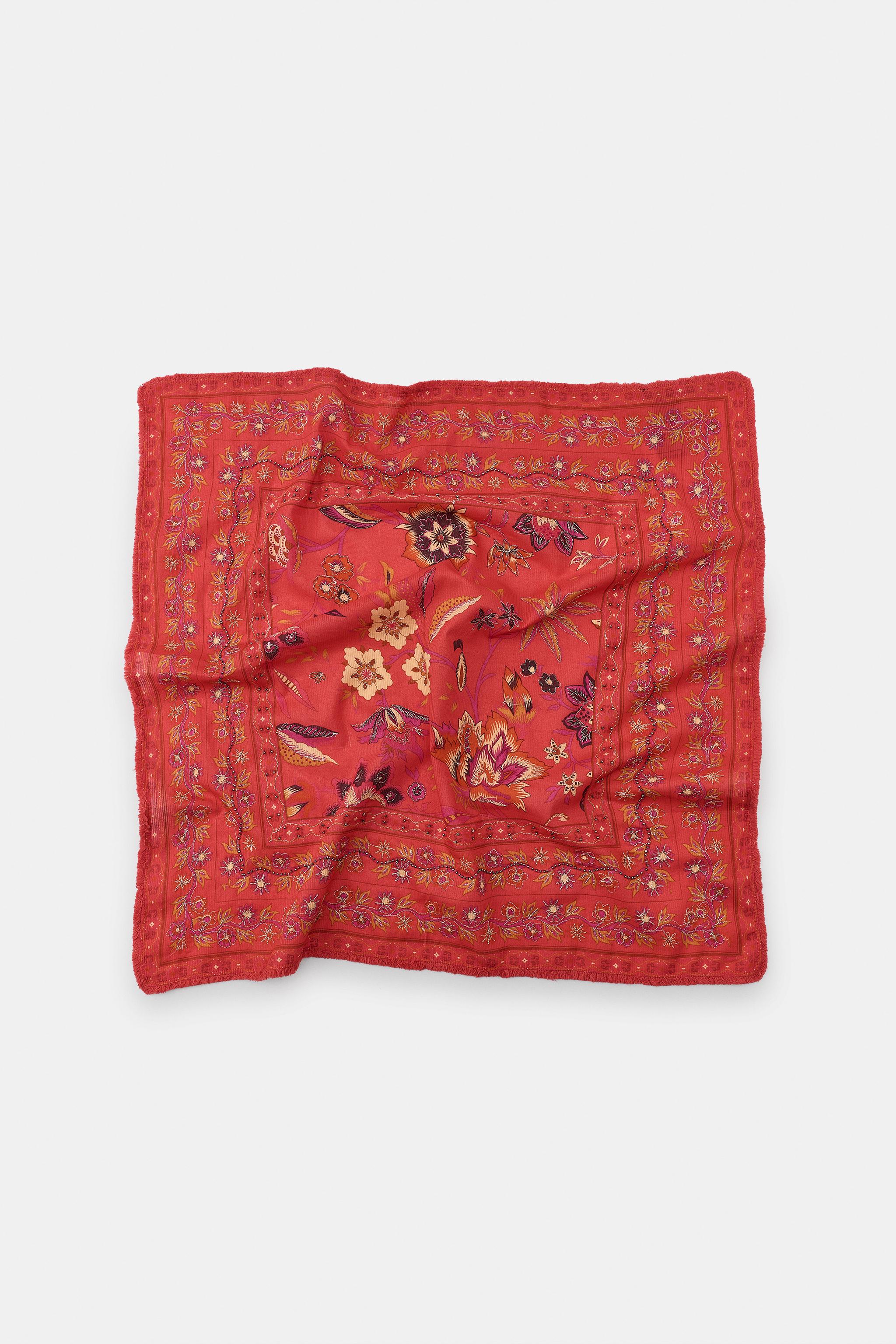 FOULARD IMPRIMÉ FLEURS BRODÉES FANTAISIE
