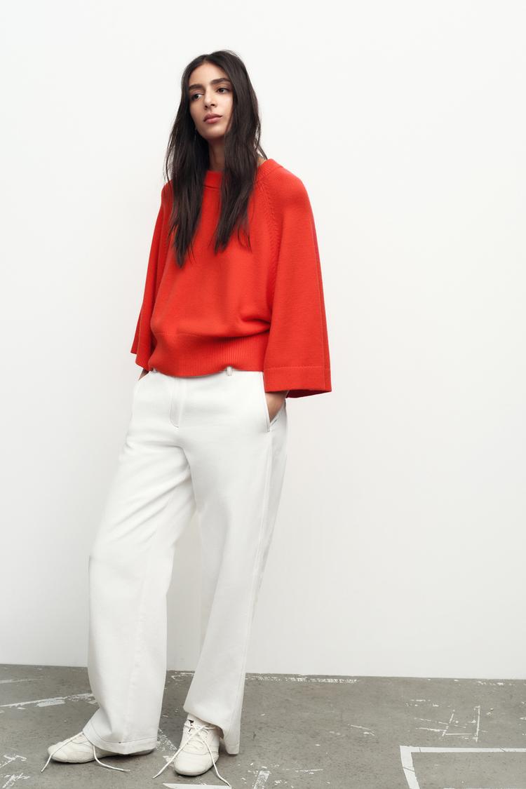 ワイドスリーブ ニット セーター - レッド | ZARA Japan / 日本