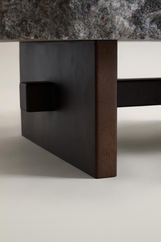TABLE BASSE EN MARBRE ET BOIS - Gris de Zara - Image 4