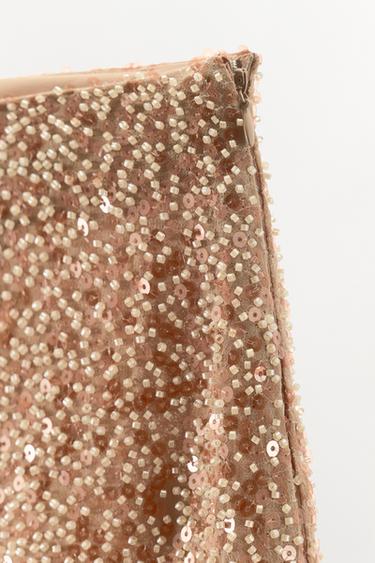 SEQUINNED FEATHER SKIRT - Brown by Zara - Image 9