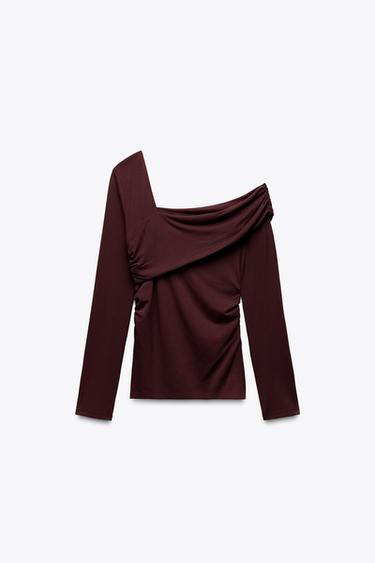 TOP MIT ASYMMETRISCHEM AUSSCHNITT - Weinrot von Zara - Bild 0