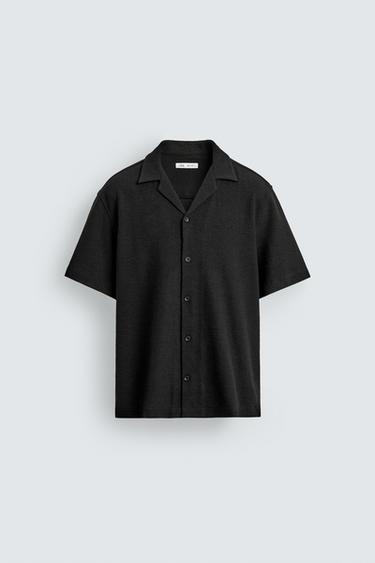 JACQUARD SHIRT WITH RUFFLE TRIM - Black by Zara