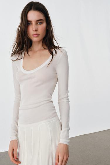 ZW COLLECTION CONTRAST FLOWING SKIRT - Oyster-white by Zara - Image 1