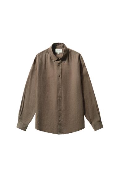 Zaras SKJORTA I 100 % LINNE - Brunrostad