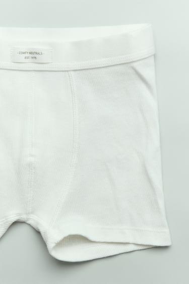 AGES 2-6/ THREE-PACK OF RIBBED BOXERS WITH LABEL - Ecru by Zara