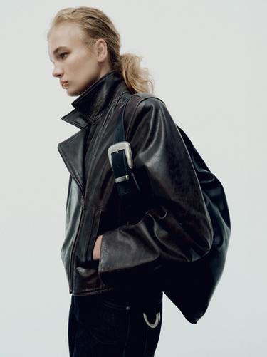 Zara Nappa leather biker jacket - Brown