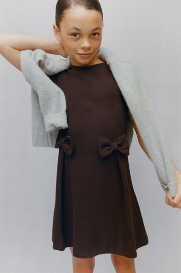 VESTIDO RIB LAZOS - Marrón de Zara