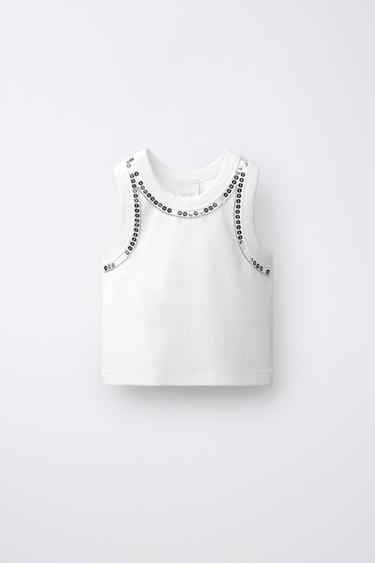 SEQUINNED TOP - White by Zara - Image 0