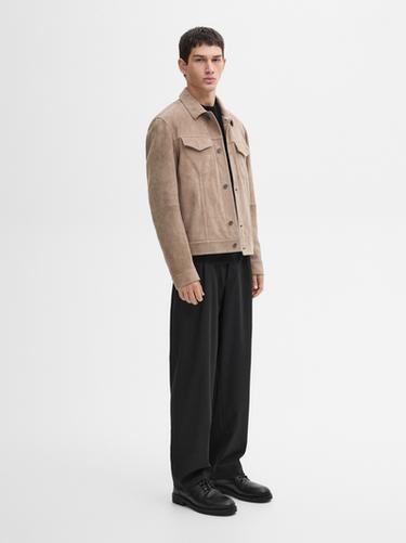 Zara Suede leather jacket with buttons - Ice - Image 0