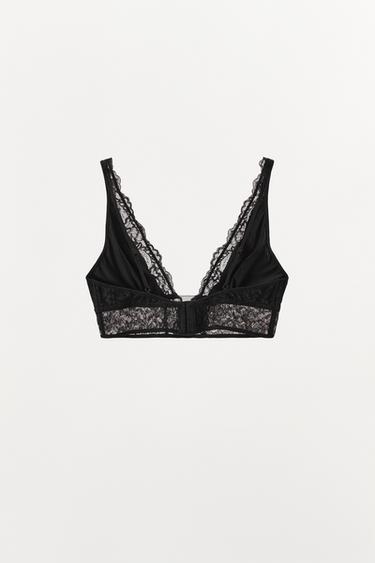 BRALETTE TRIANGLE BIMATIÈRE DENTELLE - Noir de Zara - Image 3
