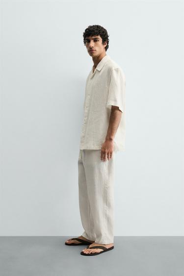 100% LINEN RELAXED FIT TROUSERS - White by Zara