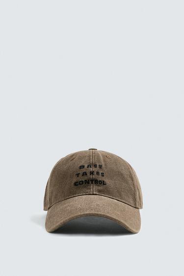 CONTRAST EMBROIDERY CAP - Brown by Zara - Image 1