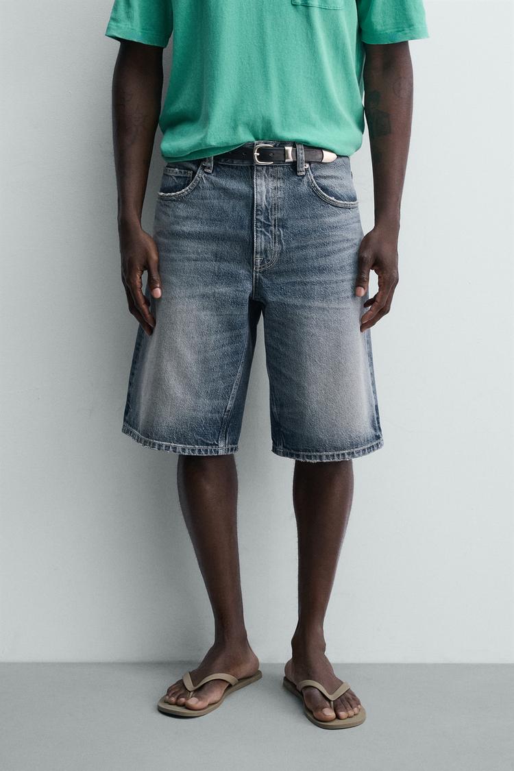 Pantalones cortos Bermuda de denim de corte relajado 2