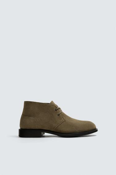 BOTA DE COURO - Cinza-toupeira da Zara