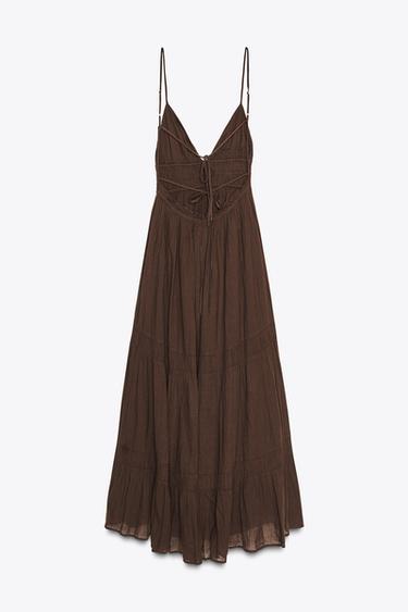GAUZE MIDI DRESS - Brown by Zara - Image 8