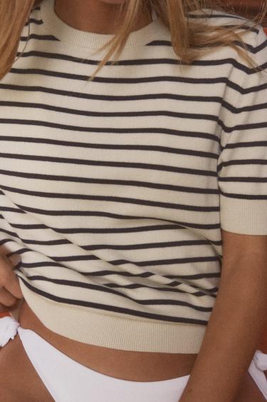 Zara STRIPED KNIT TOP - striped - Image 0