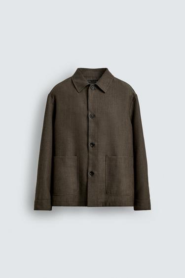 REGULAR FIT 100% WOOL OVERSHIRT - Mink by Zara