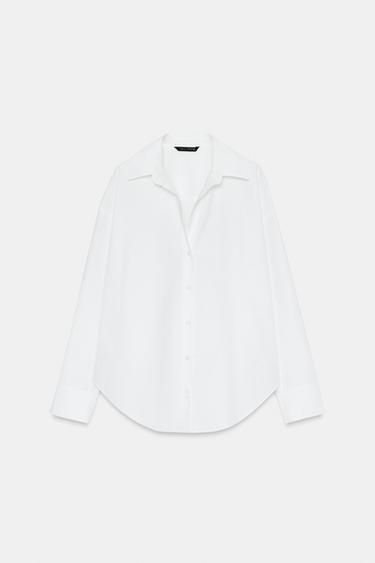 BASIC POPLINSKJORTE - Hvid fra Zara