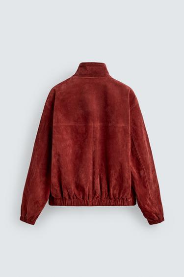 BLOUSON EN CUIR COUPE DÉCONTRACTÉE - BORDEAUX de Zara - Image 8