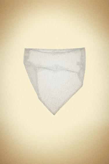 Zara SPARKLY DRAPED CROP TOP - Pearl gray