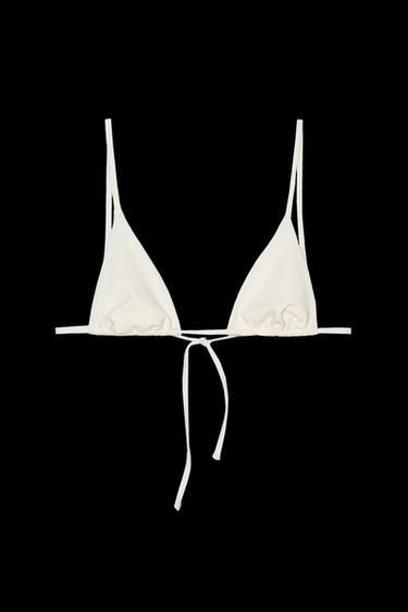 Zara SOLID TRIANGLE BIKINI TOP - Ecru - Image 0