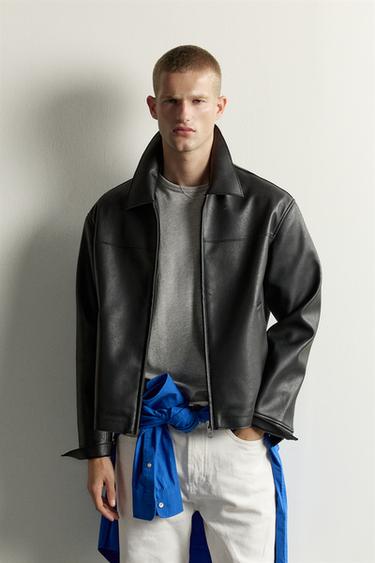 LEATHER EFFECT JACKET - Black by Zara